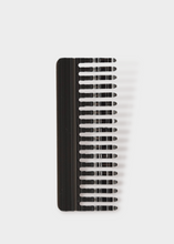 Load image into Gallery viewer, Wide tooth shower comb, with horizontal black and white stripes
